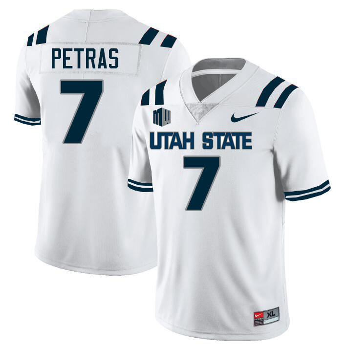 Utah State Aggies #7 Spencer Petras College Football Jerseys Stitched-White